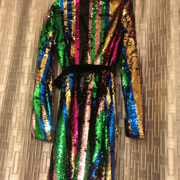 🚫🚫SOLD🚫🚫Colorful Sequin Wrap Tie Dress! - Picture 4 of 4